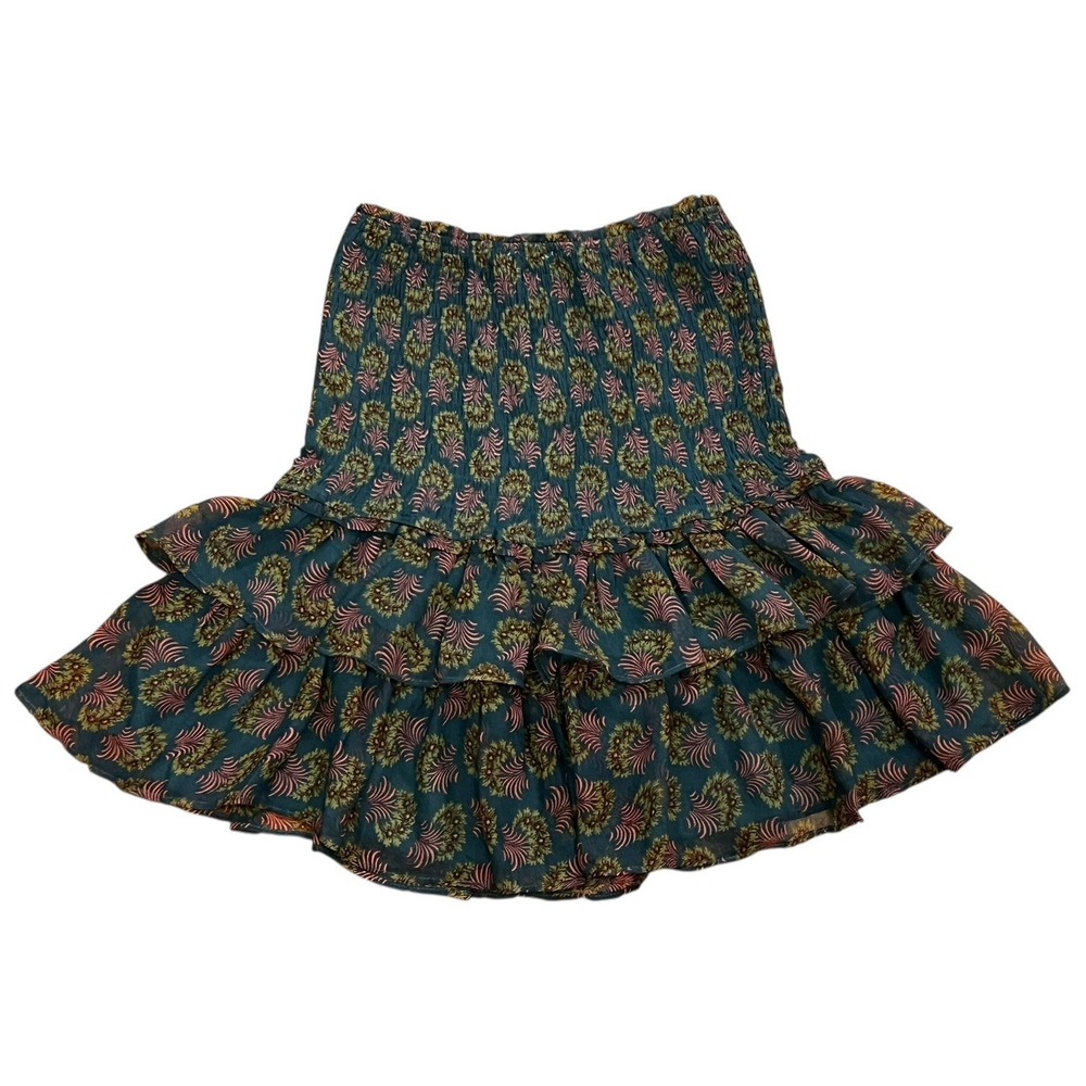 Allison New York Smoked Green Pink Floral Pull On Mini Skirt Sz Small - Picture 2 of 11